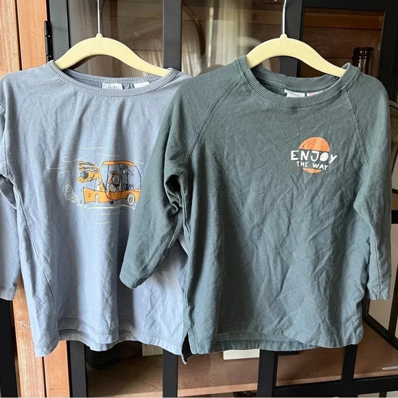 Lot of 2 Zara Kids toddler boys long sleeve tee tshirts school crewneck pullover - Picture 1 of 6